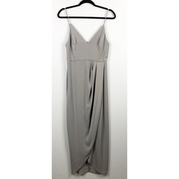 Shona Joy Stellar Sleeveless Draped Maxi Dress Size 6 Gray Cocktail Bridesmaid - Picture 2 of 6